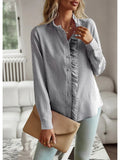 Ruffle Stripe Button Down