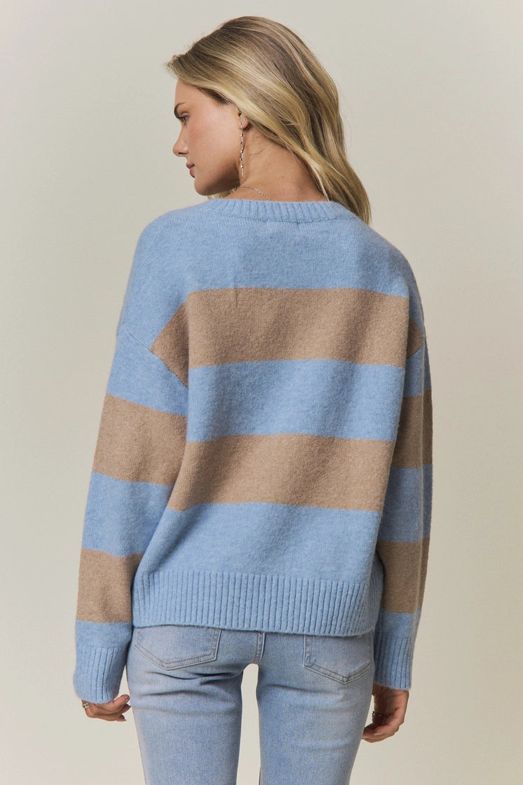 Henley Striped Sweater