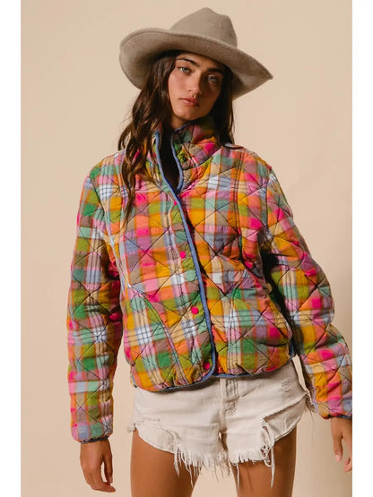 Vintage Plaid Quilted Jacket