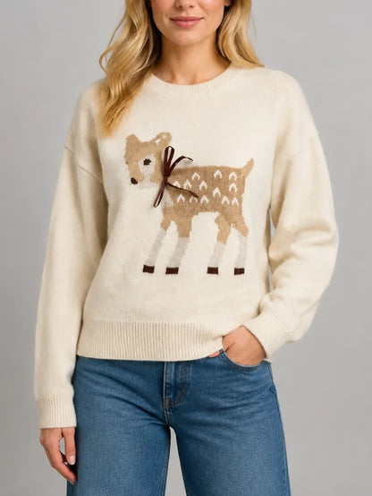 Ribbon Bow Fawn Sweater