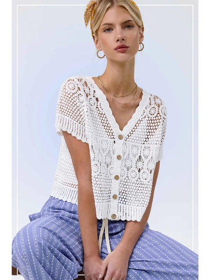 Open Knit Crochet Cardigan