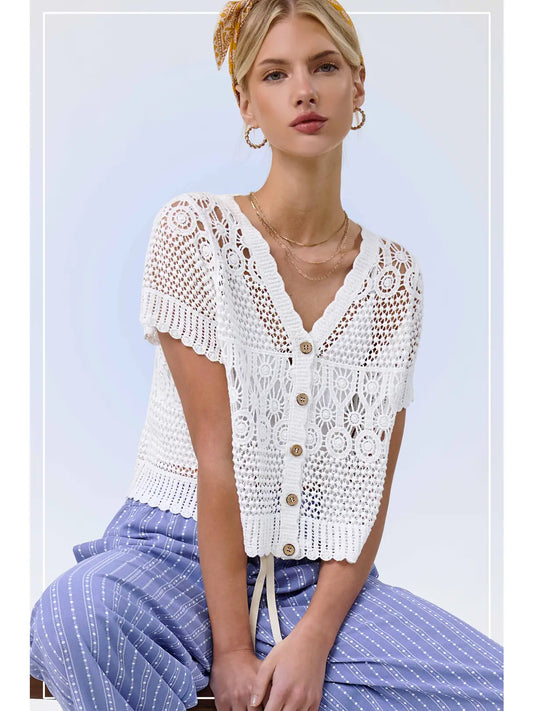 Open Knit Crochet Cardigan