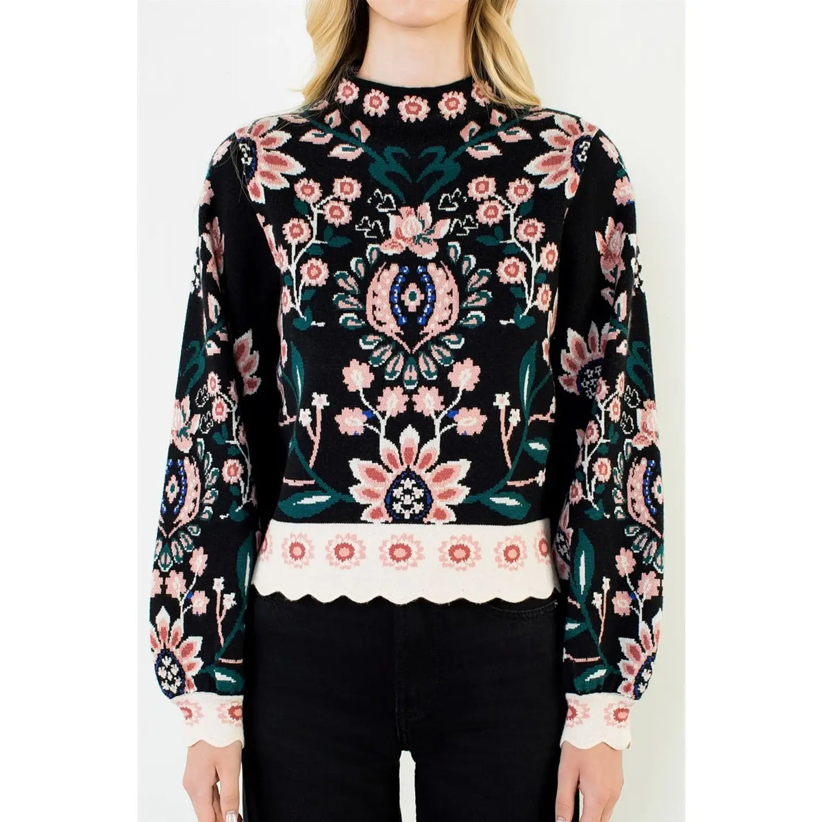Myla High Neck Floral Sweater