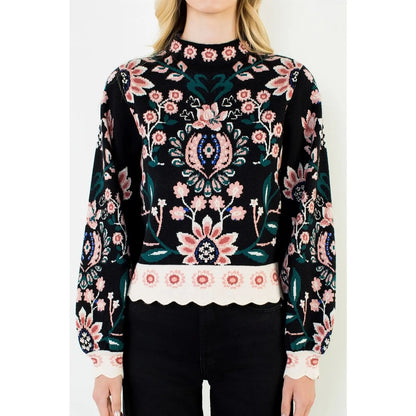Myla High Neck Floral Sweater