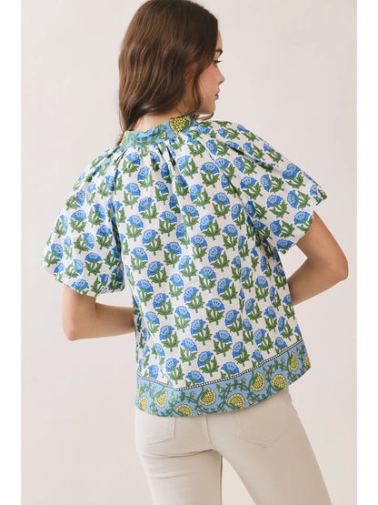 Floral Print Bubble Sleeve Top (More Colors)