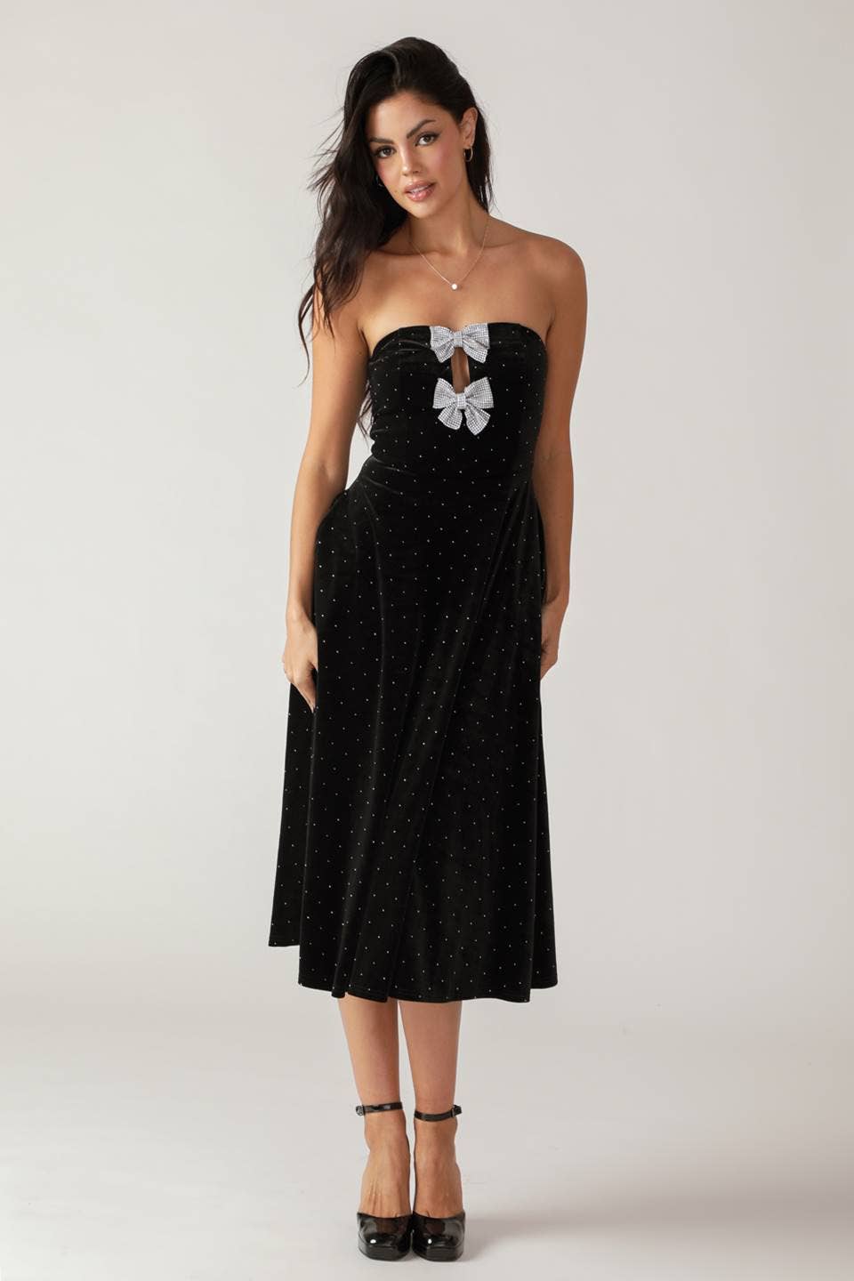 Embellished Velvet Midi Dress ~SALE $43.20~