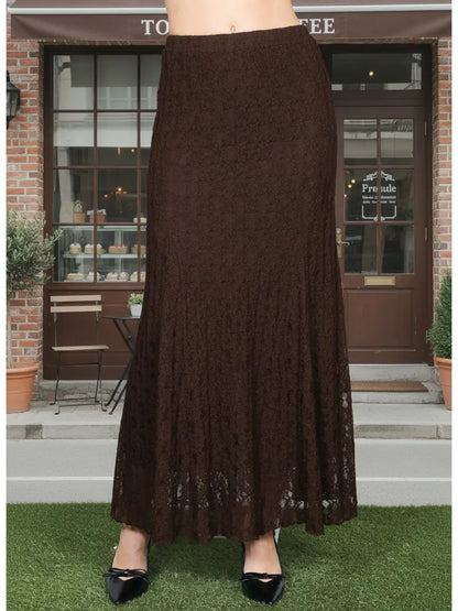 Floral Stretch Lace Maxi Skirt