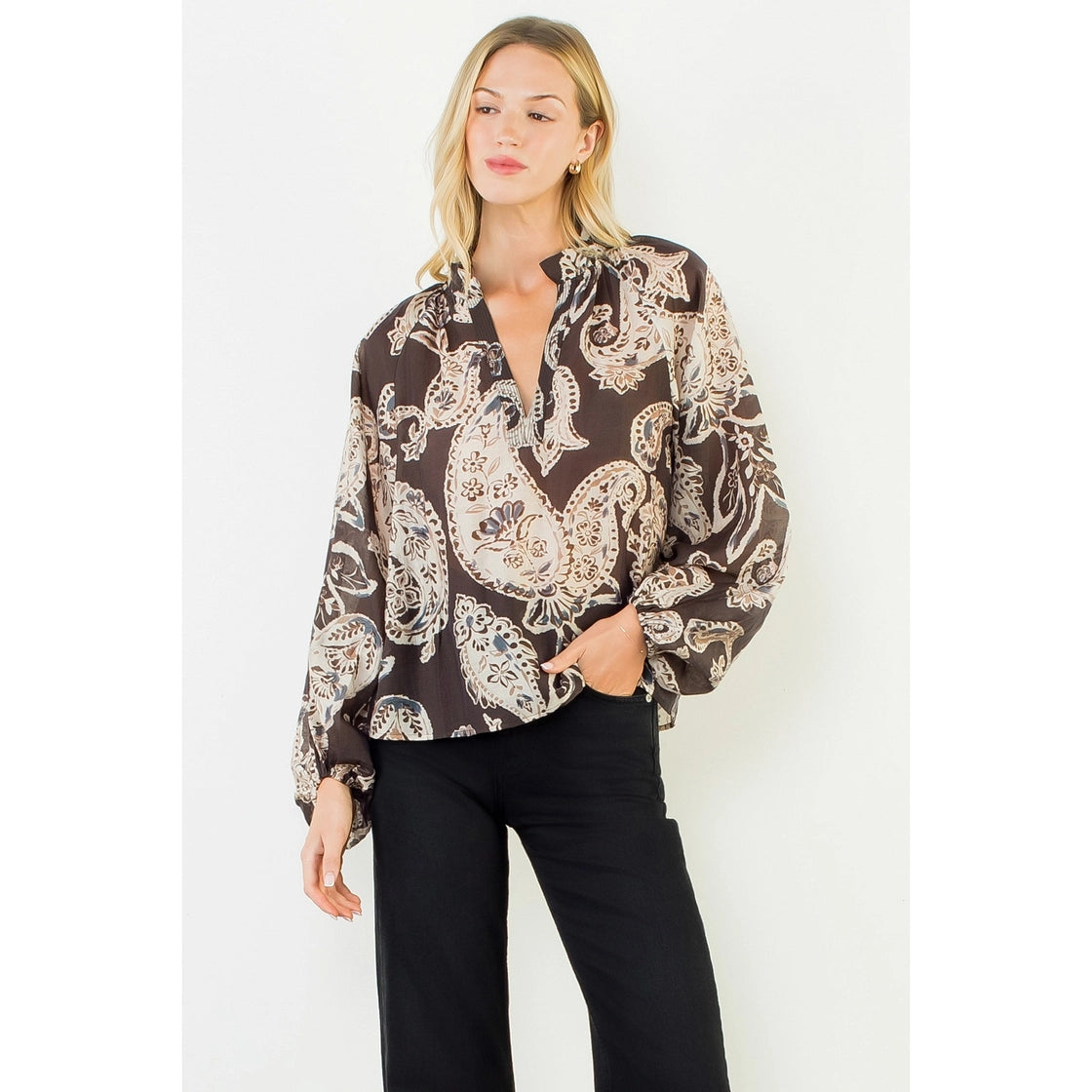 Hattie Paisley Long Sleeve Top