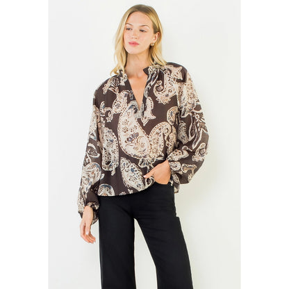 Hattie Paisley Long Sleeve Top