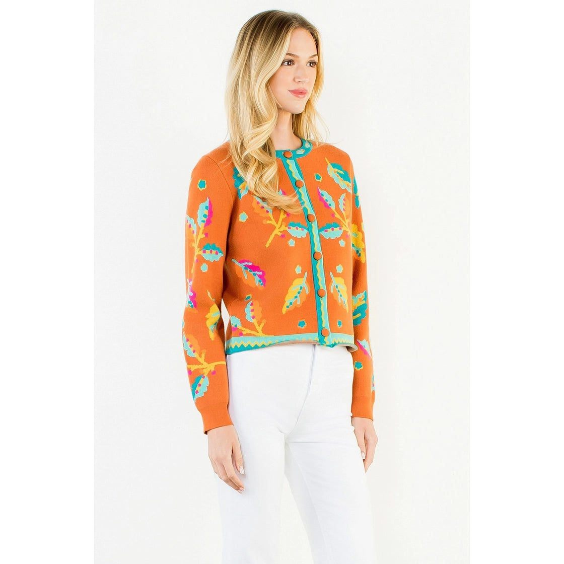 Lena Collarless Cardigan Sweater