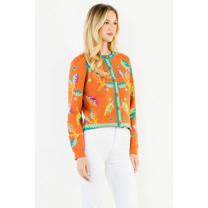 Lena Collarless Cardigan Sweater
