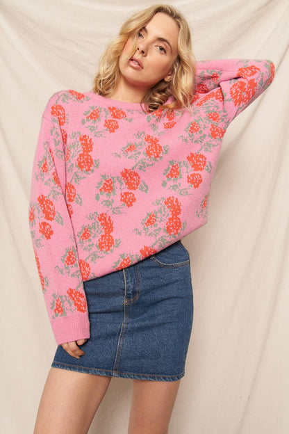 Rose Print Sweater ~SALE $30.40~