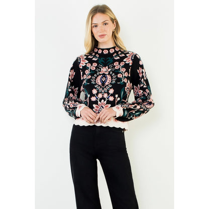 Myla High Neck Floral Sweater