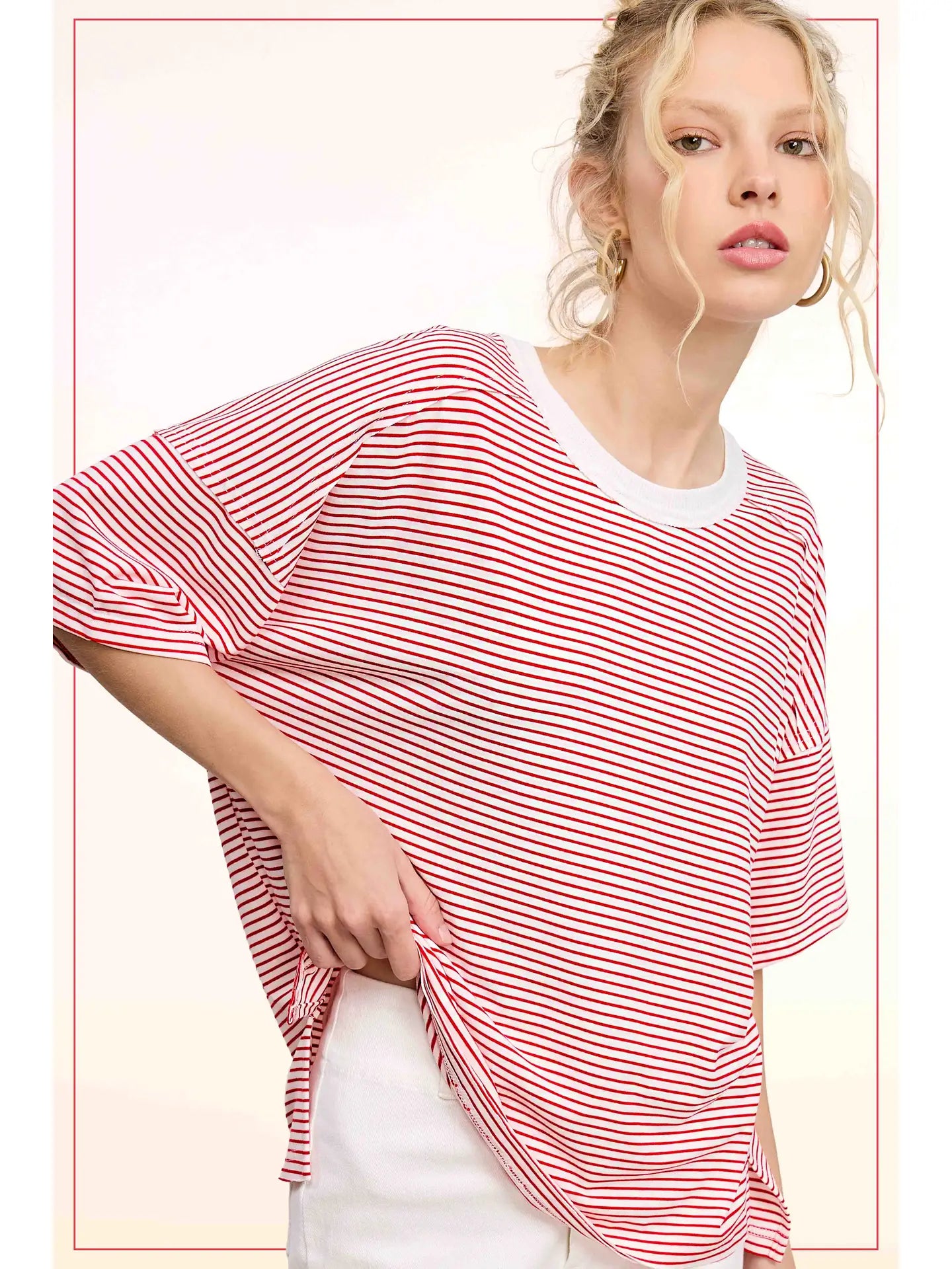Drop Shoulder Short Sleeve Top