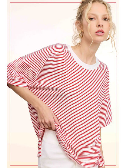 Drop Shoulder Short Sleeve Top