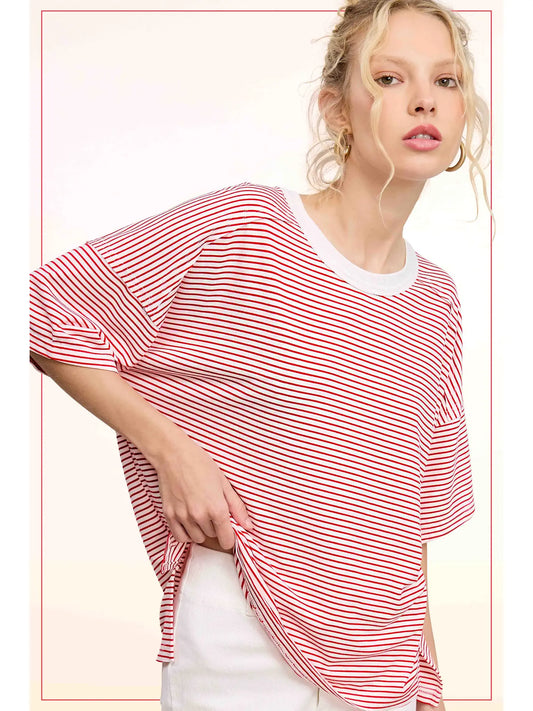 Drop Shoulder Short Sleeve Top