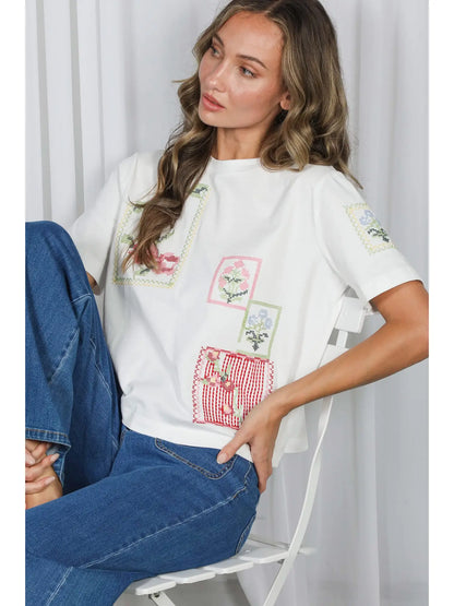 Cross Stitched Embroidered Top