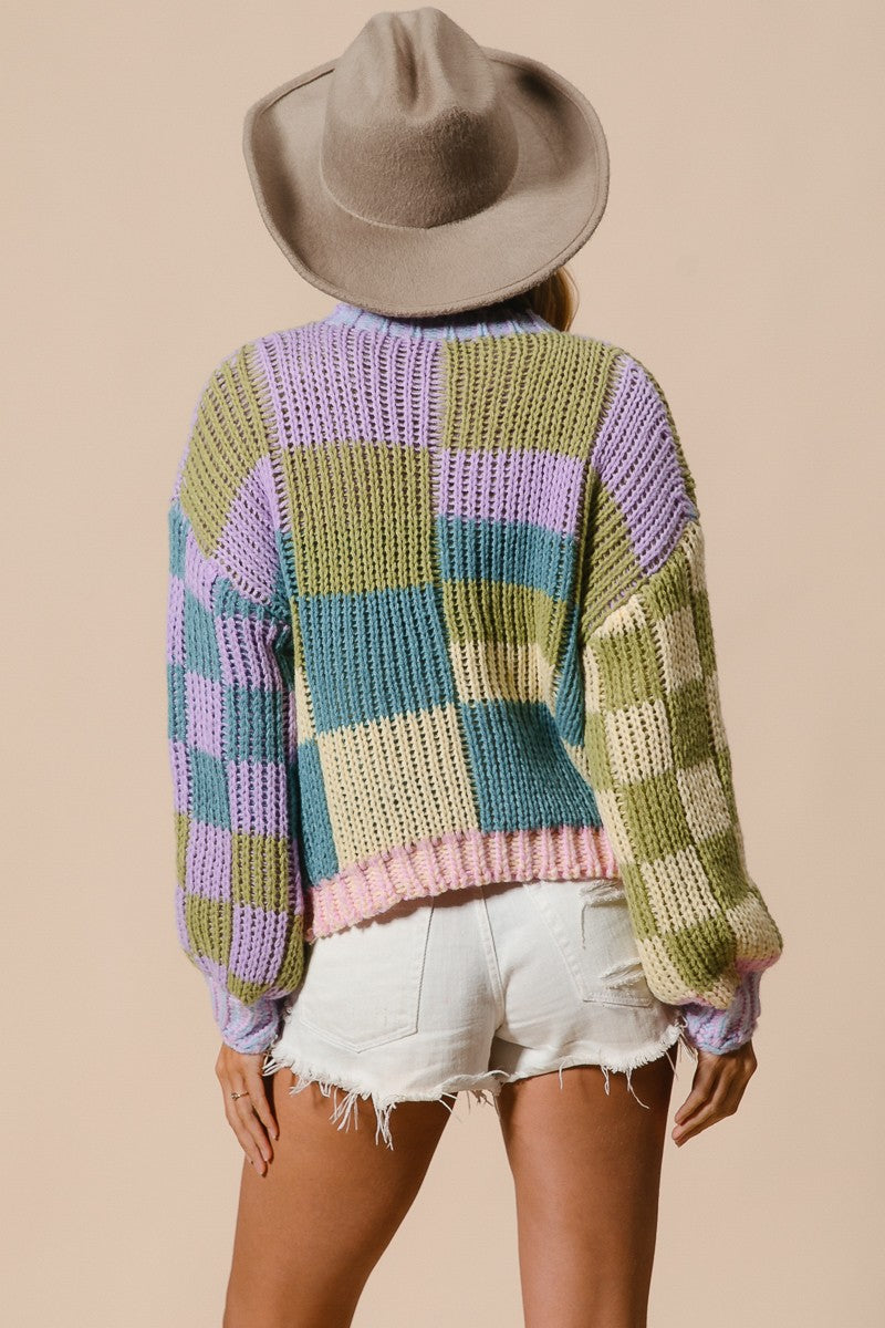 Multi Color Checkered Sweater