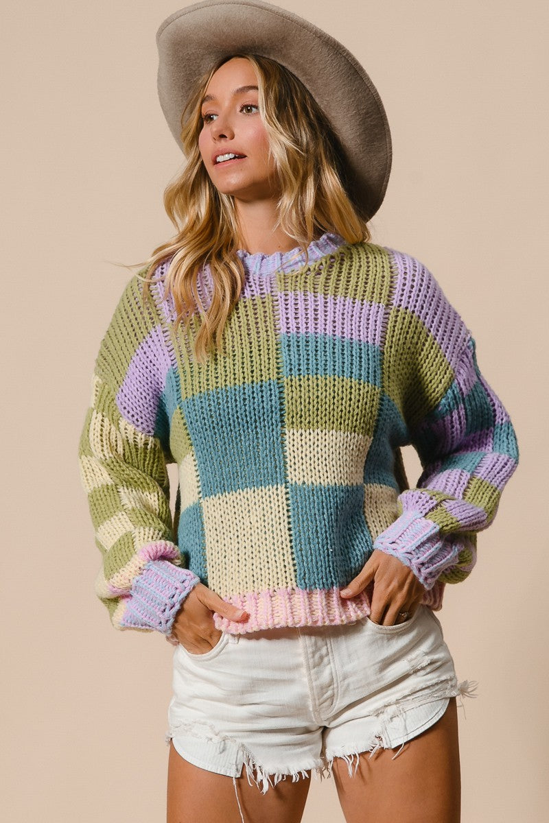 Multi Color Checkered Sweater