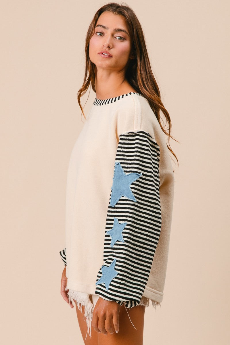 Stripe Mixed Patchwork Top