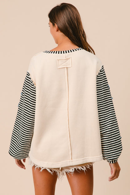 Stripe Mixed Patchwork Top