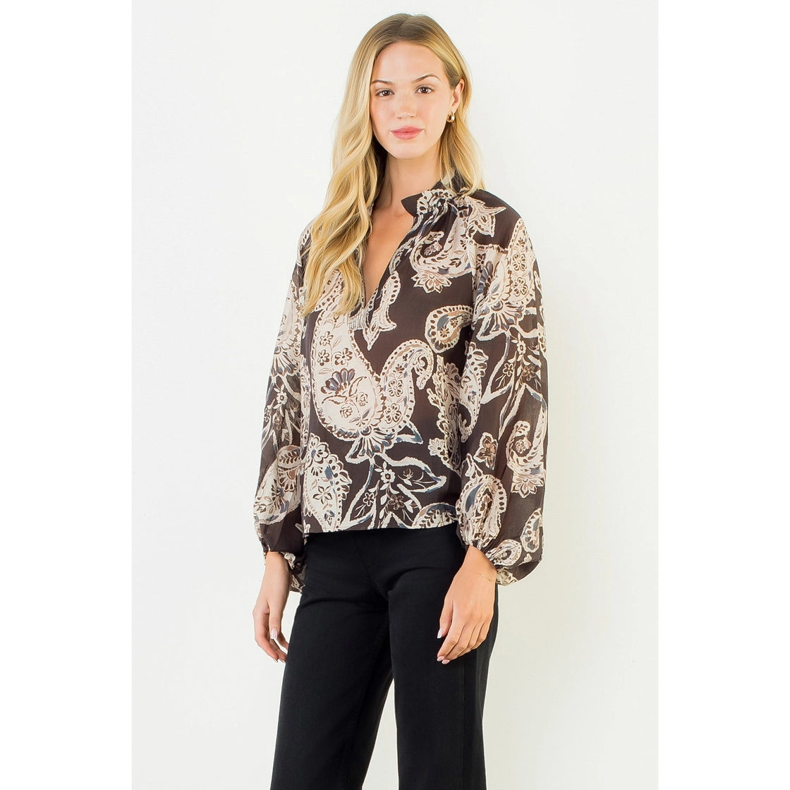 Hattie Paisley Long Sleeve Top