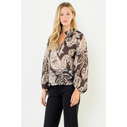 Hattie Paisley Long Sleeve Top
