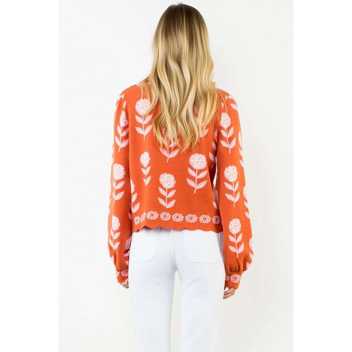 Sarah Flower Print Turtleneck Sweater