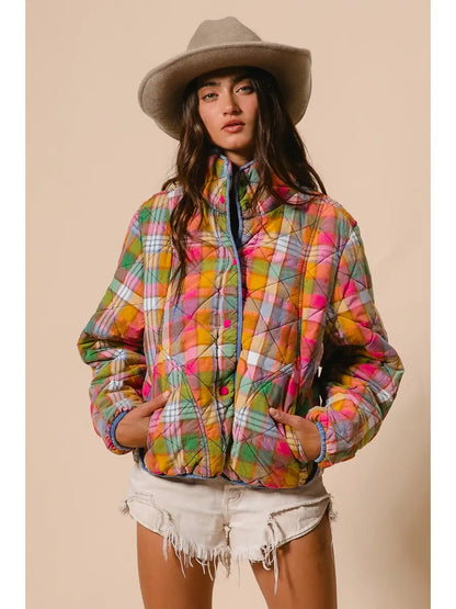 Vintage Plaid Quilted Jacket