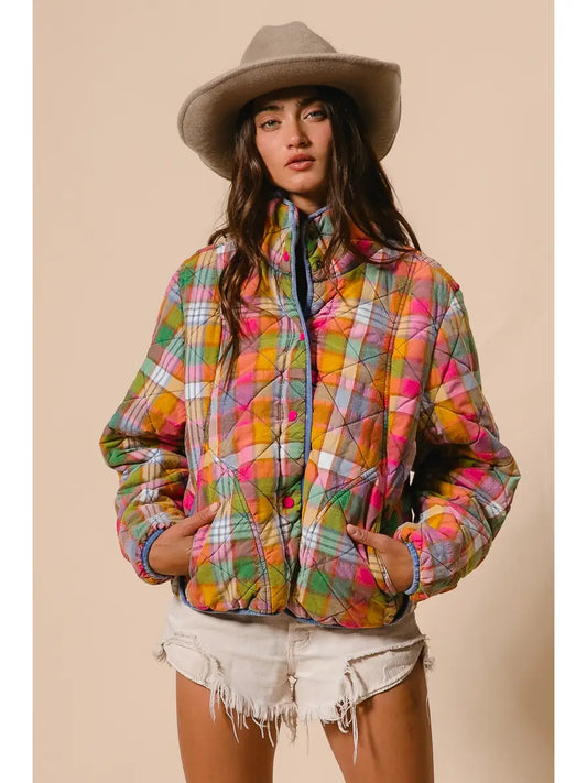 Vintage Plaid Quilted Jacket