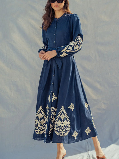 Paisley Embroidered Maxi Dress