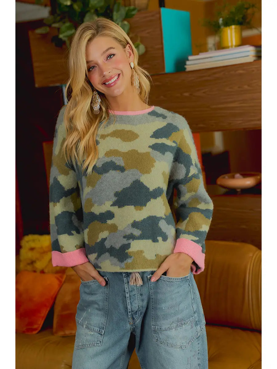 Camo Contrast Sweater