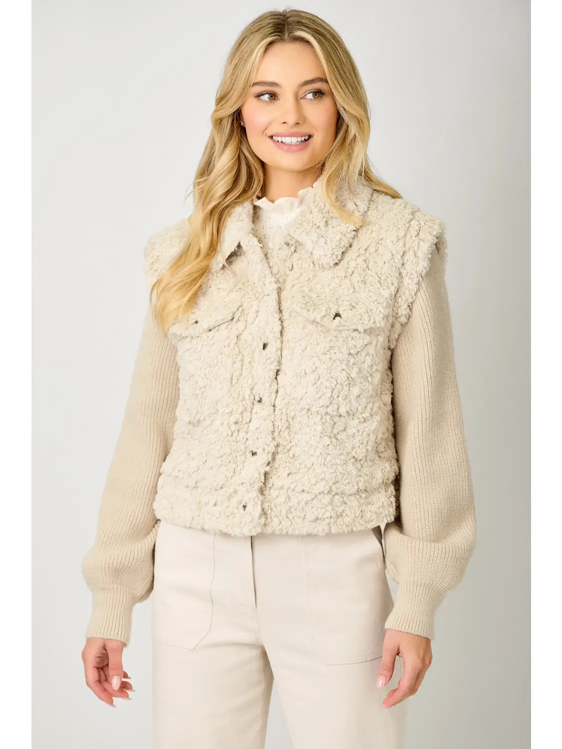 Mixed Media Sweater Jacket