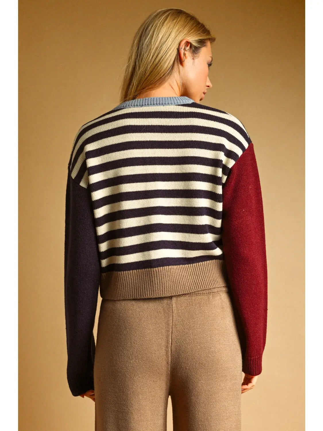 Stripe And Mix Pattern Cardigan