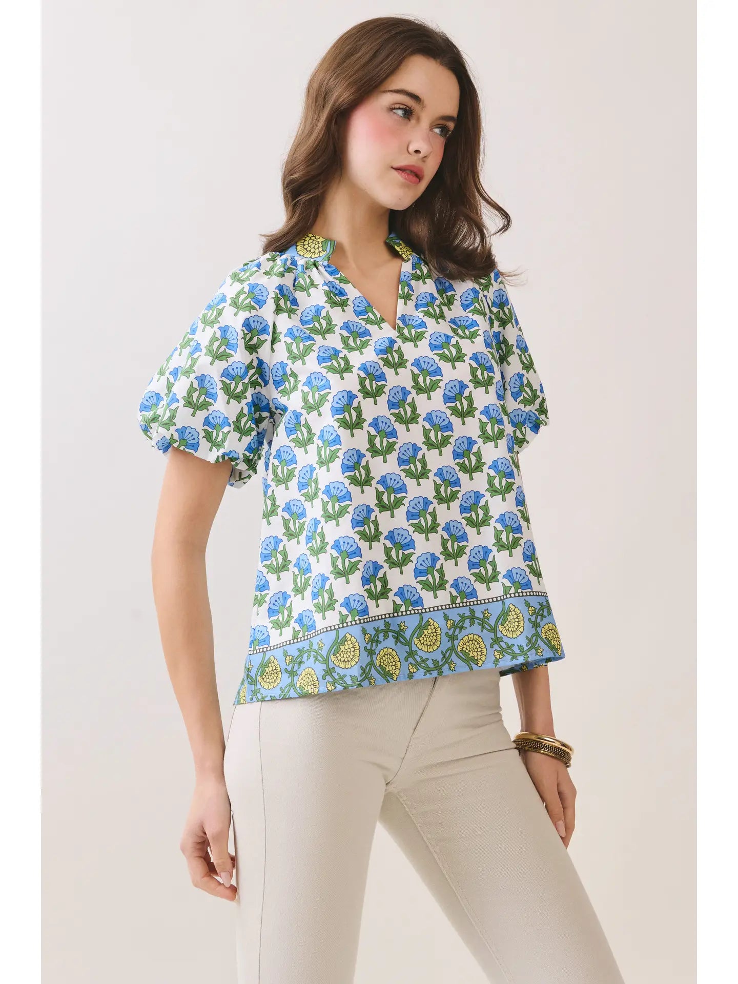 Floral Print Bubble Sleeve Top (More Colors)
