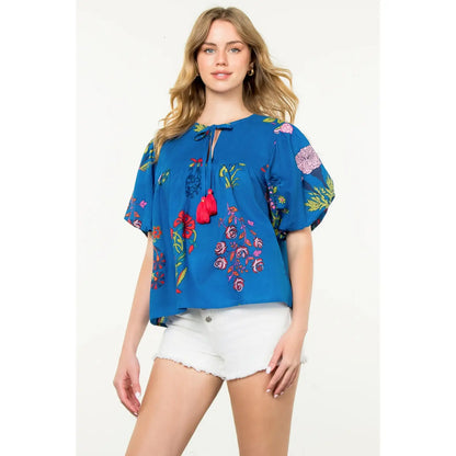 Floral Blue Top