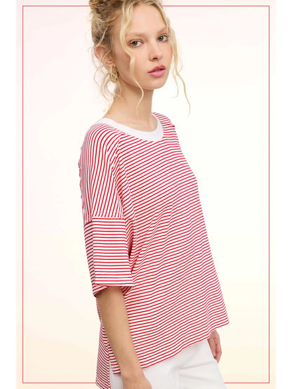 Drop Shoulder Short Sleeve Top