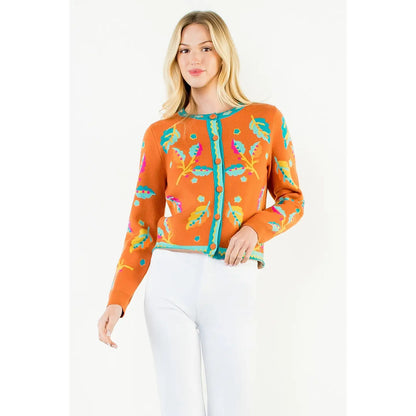 Lena Collarless Cardigan Sweater
