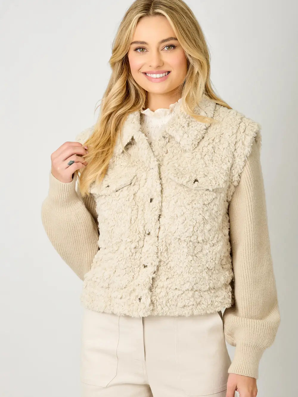 Mixed Media Sweater Jacket