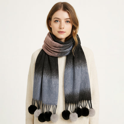 Colorblock Pom-pom Scarf (More Colors)