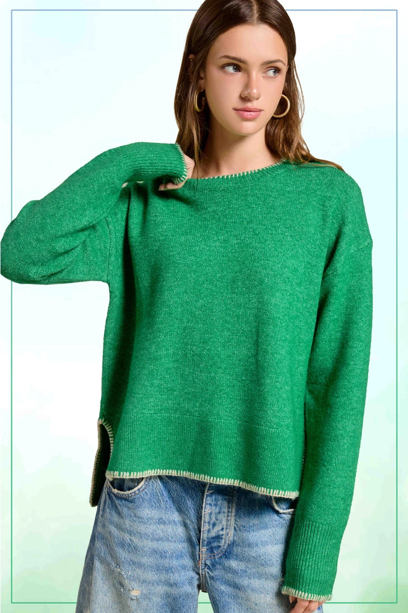 Blanket Stitch Sweater (More Colors)