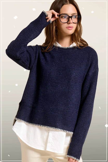 Blanket Stitch Sweater (More Colors)