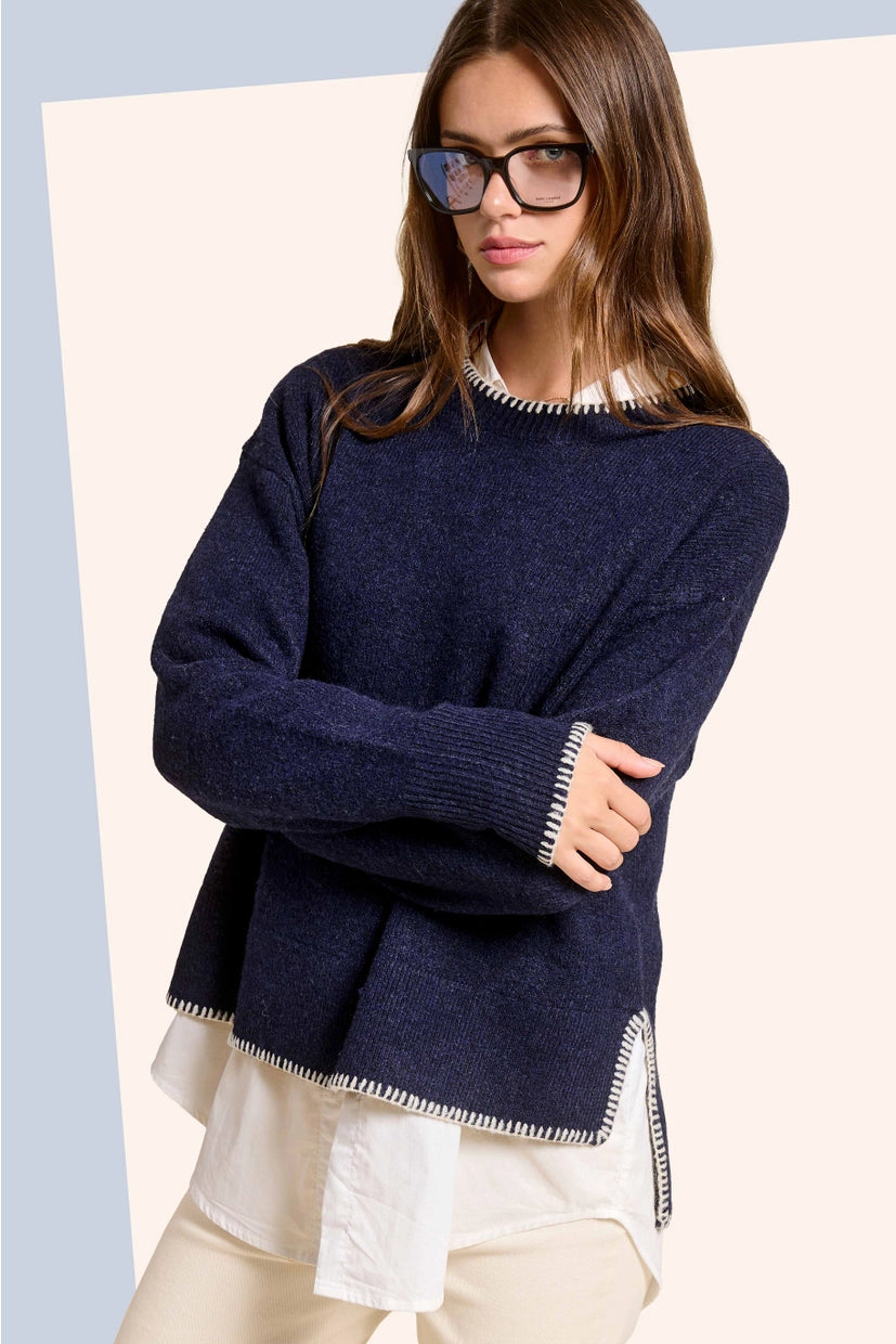 Blanket Stitch Sweater (More Colors)