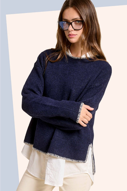 Blanket Stitch Sweater (More Colors)