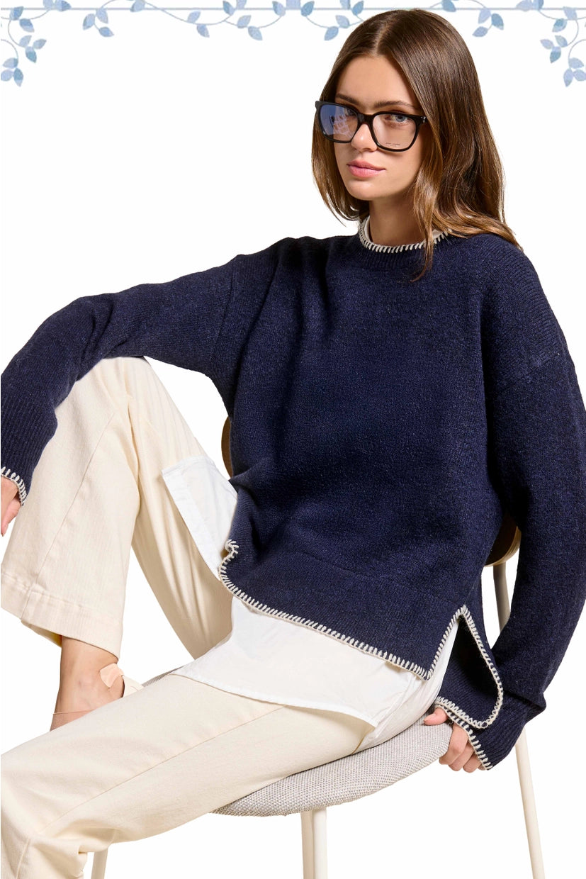 Blanket Stitch Sweater (More Colors)