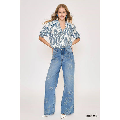 Paisley Leaf Print Shirt