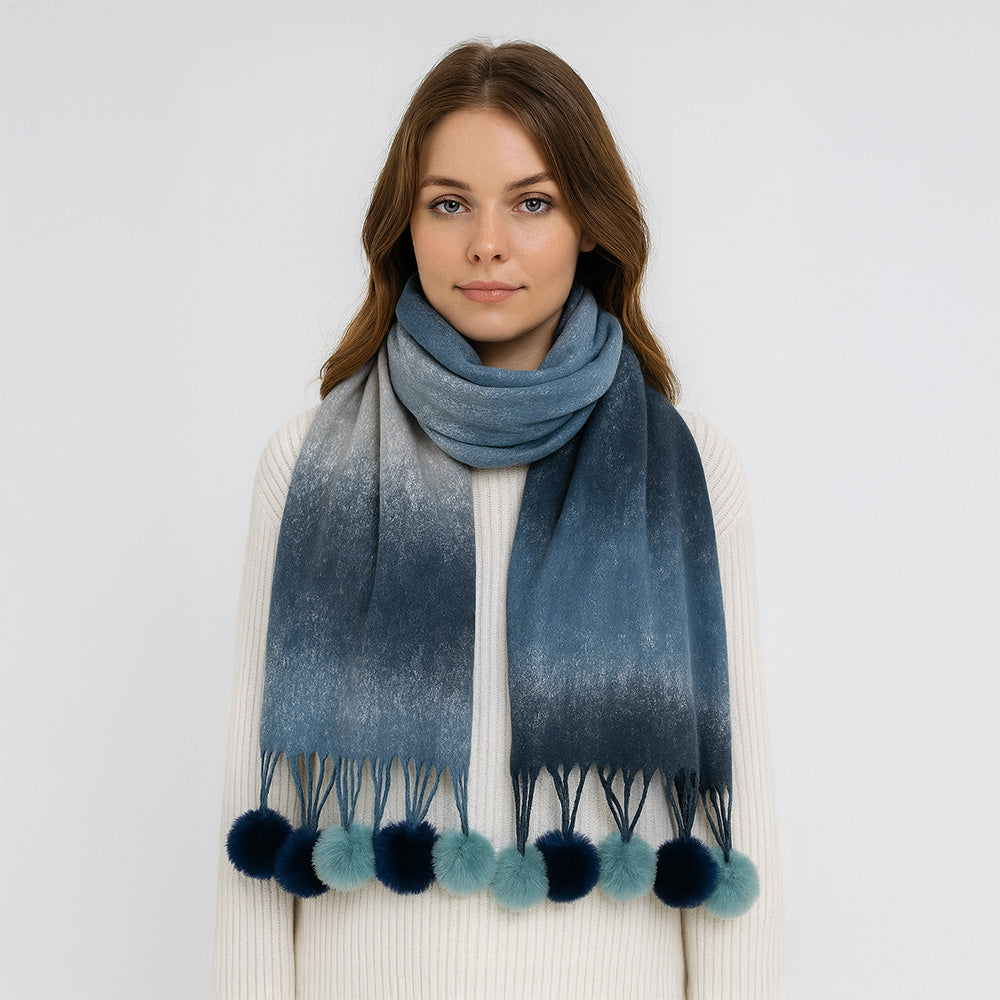 Colorblock Pom-pom Scarf (More Colors)