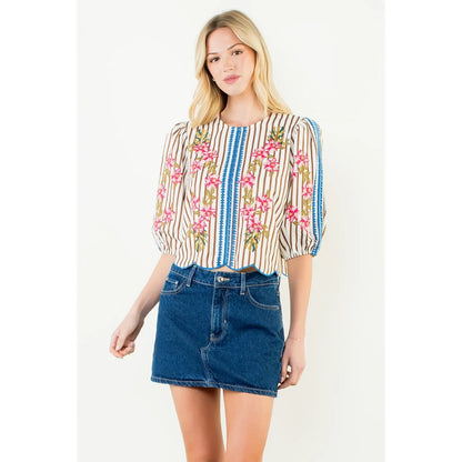 Brie Embroidered Top by THML