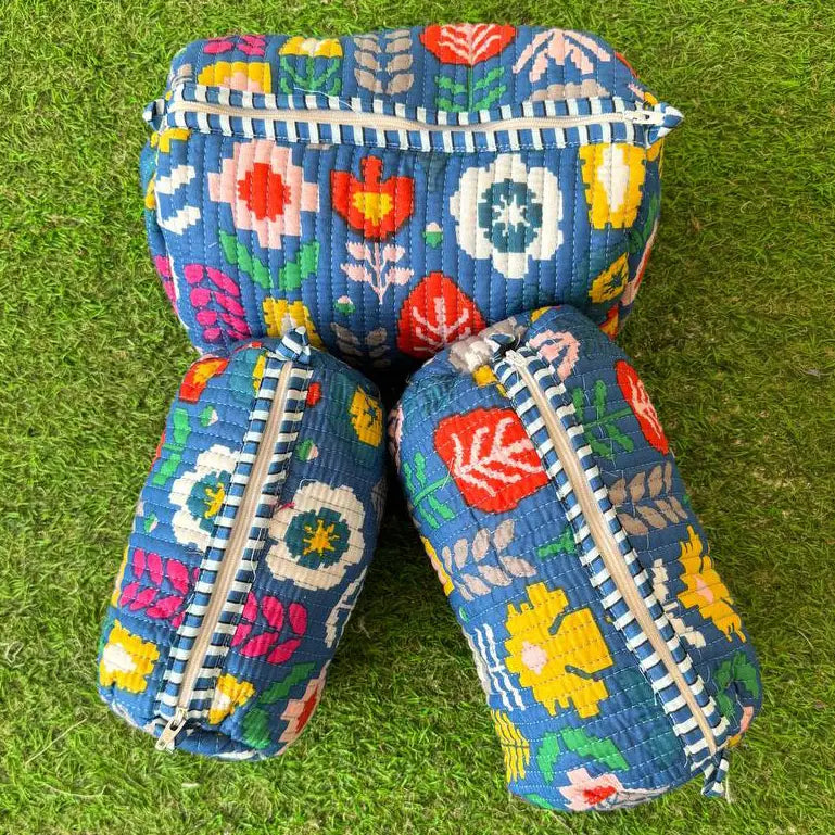 Quilted Cosmetic Bag Set