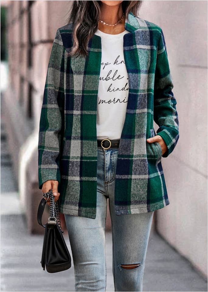 Plaid Open Blazer Jacket~SALE $33.60~